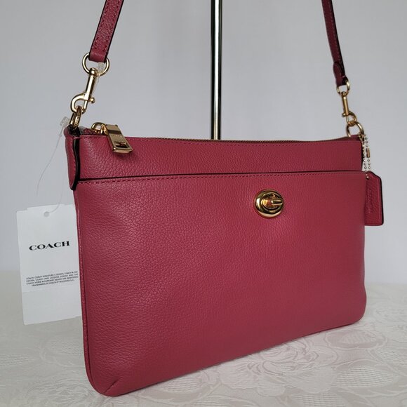 COACH Handbags - COACH Polly Pebbled Leather Crossbody Bag- Rouge color